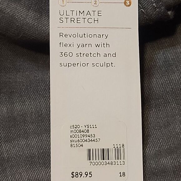 Lane Bryant NEW Ultimate Stretch High Rise Skinny Grey Jeans Size 18 - Picture 4 of 8